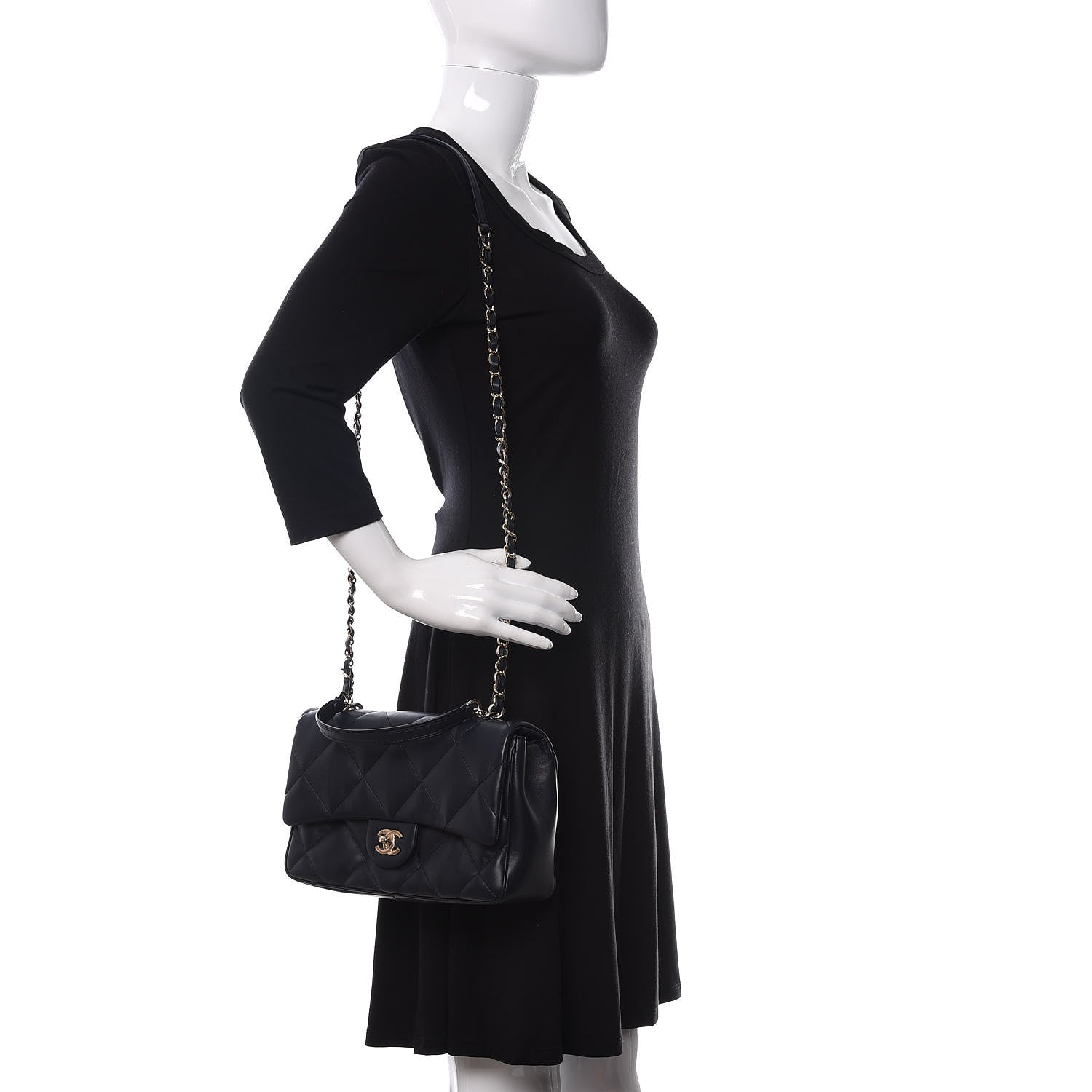 Chanel Lambskin Quilted Easy Carry Flap Navy 2 of 13