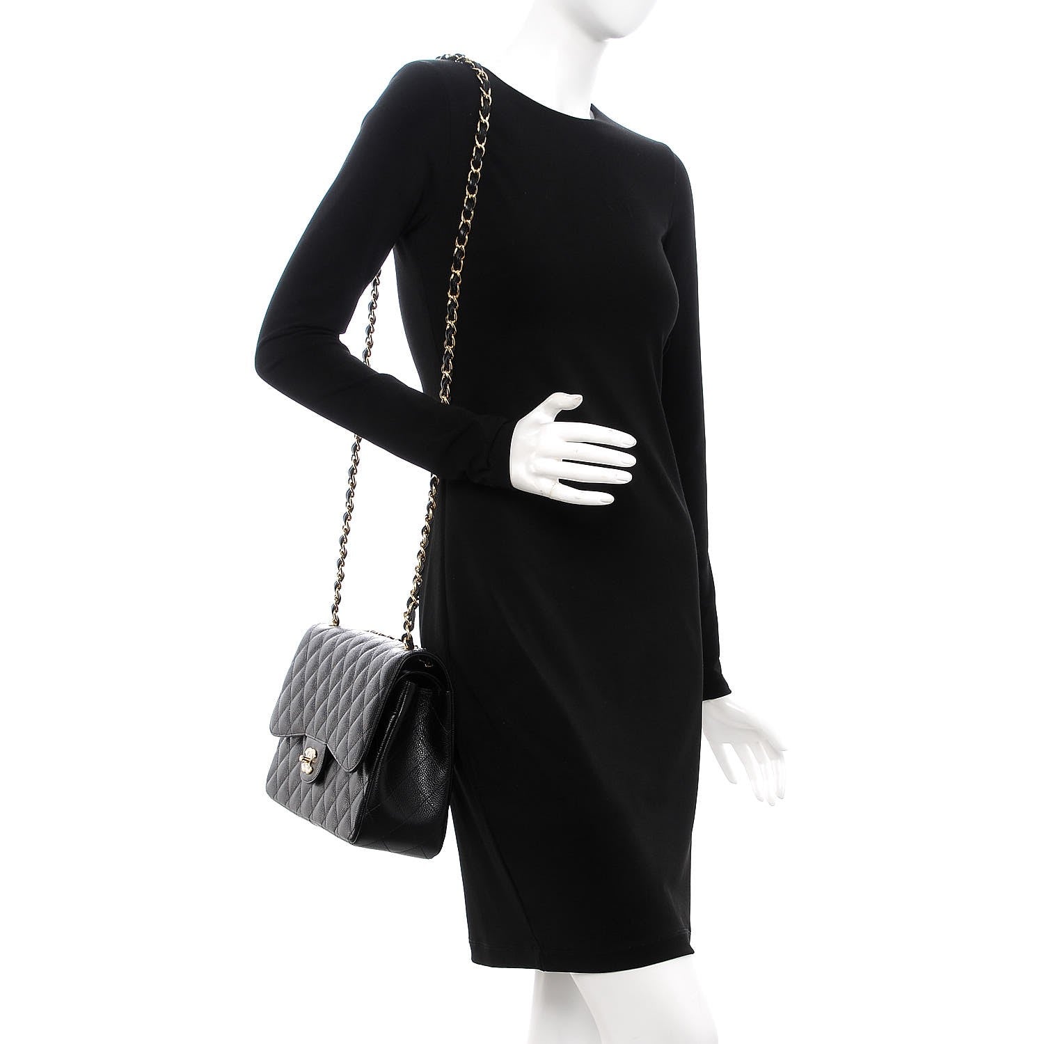 Chanel Caviar Quilted Jumbo Double Flap Black 2 of 9