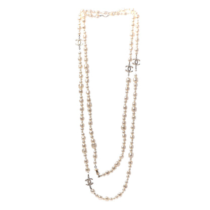 Chanel Graduated Pearl CC Long Necklace Light Gold 3 of 8
