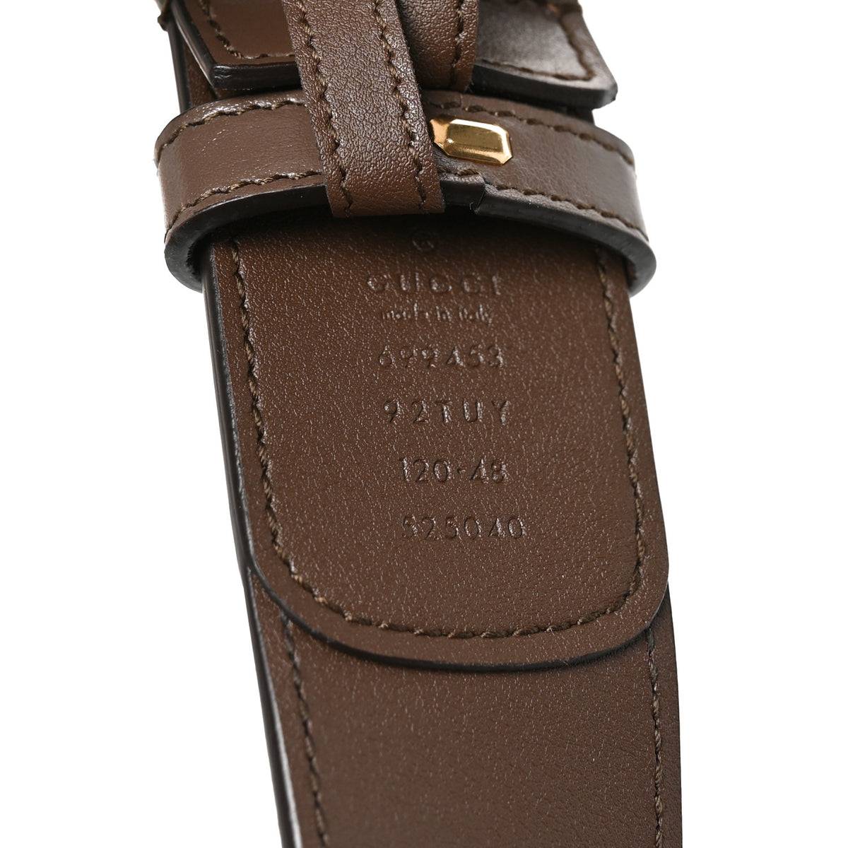 Gucci GG Supreme Monogram Plutone Calfskin Enamel Interlocking G 40mm Belt 120 48 Beige Ebony New Acero 3 of 4