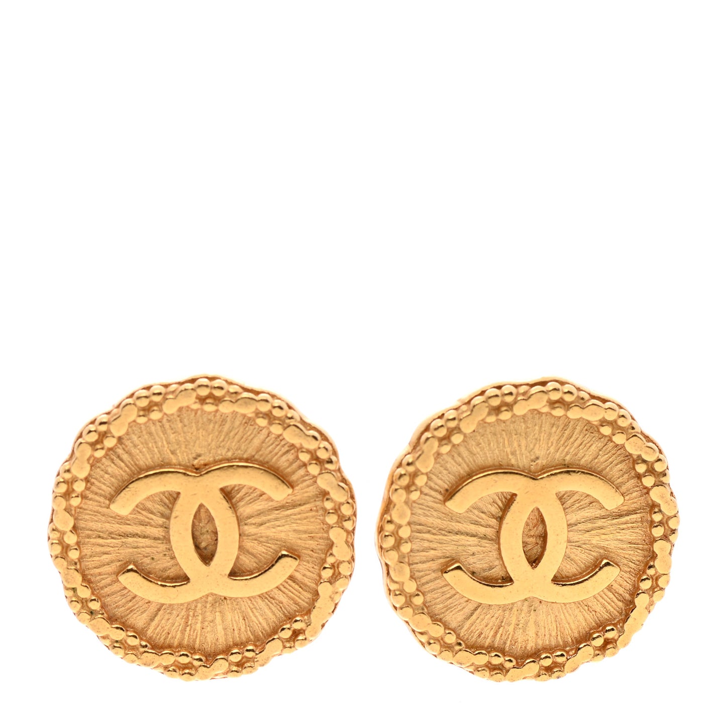 CC Clip On Button Earrings Gold