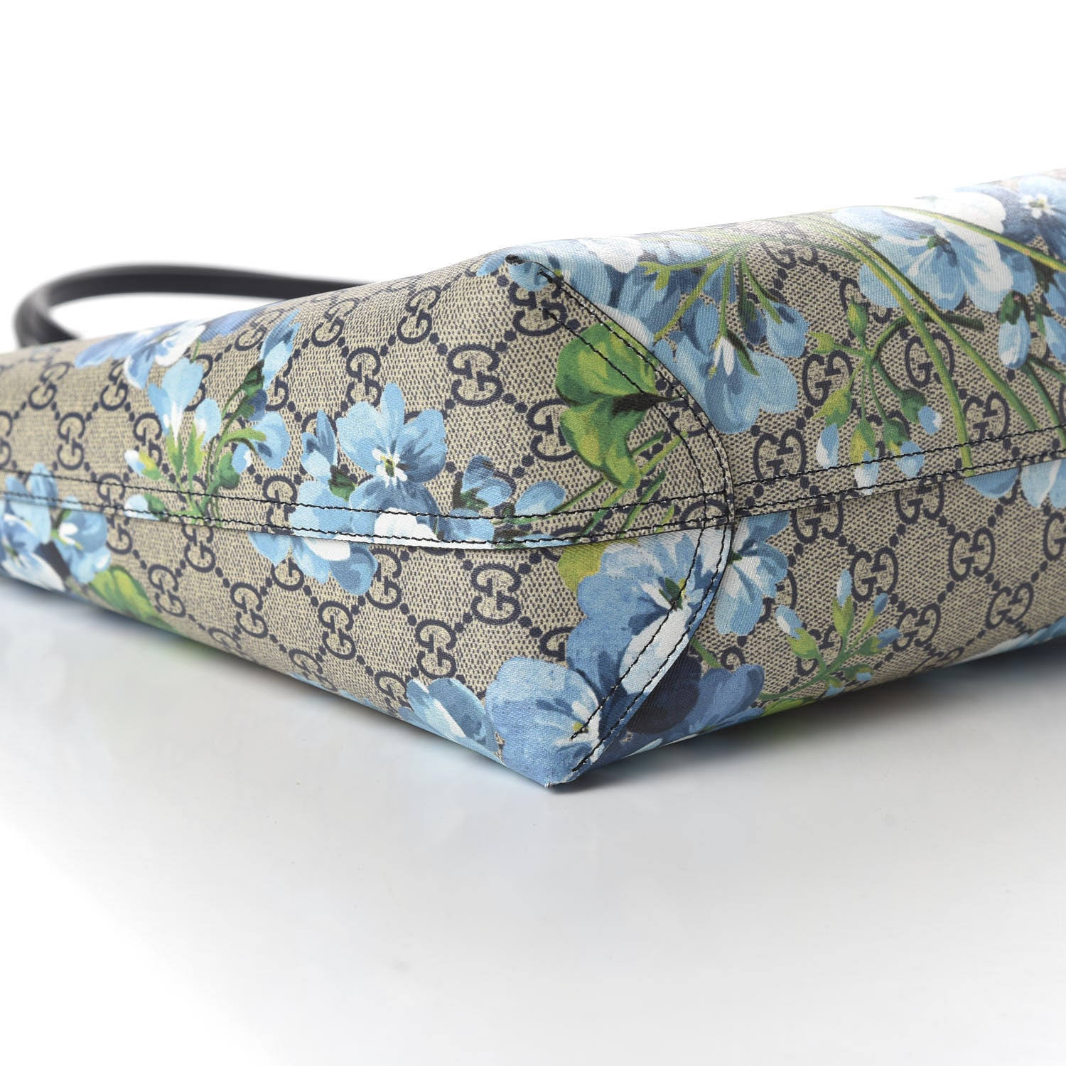 Gucci GG Supreme Monogram Blooms Medium Reversible Tote Beige Blue Navy 6 of 9