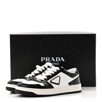 Prada Vitello Sport Spazzolato Rois Triangle Logo Womens Downtown Low Top 30mm Sneakers 36.5 White Black 10 of 10