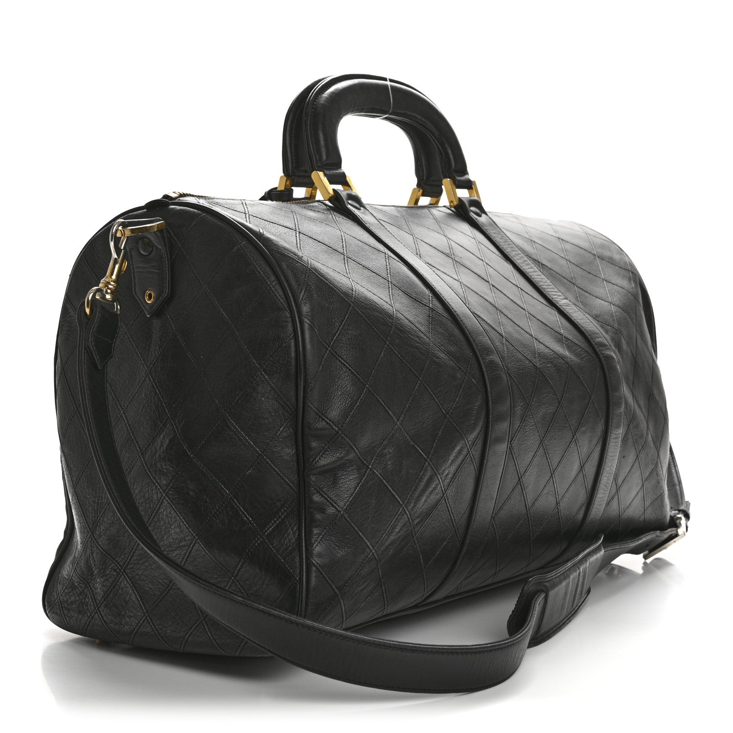 Chanel Calfskin Stitched Duffel Bag Black 2 of 16