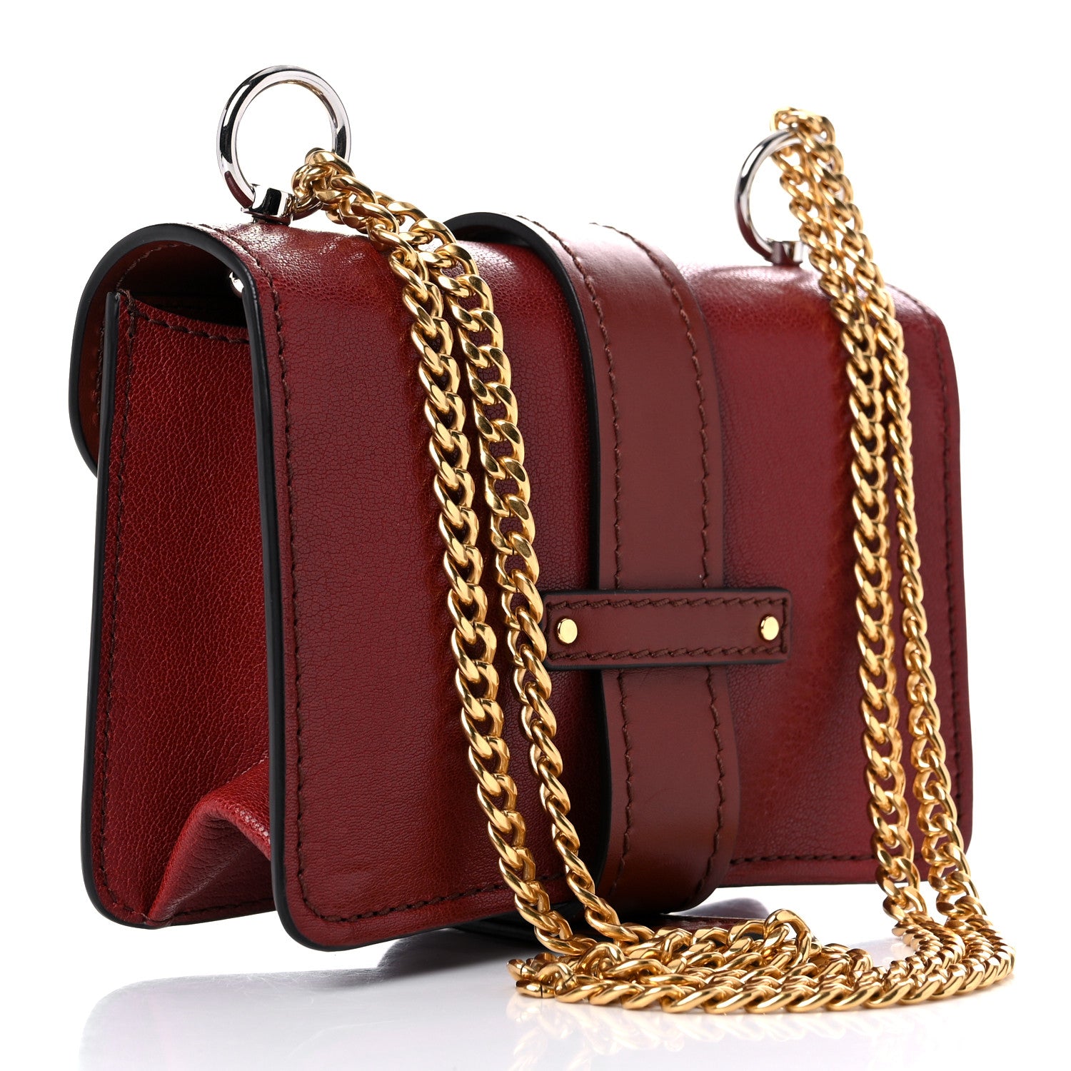 Chloe Shiny Goatskin Calfskin Mini Aby Chain Shoulder Bag Sepia Brown 2 of 17