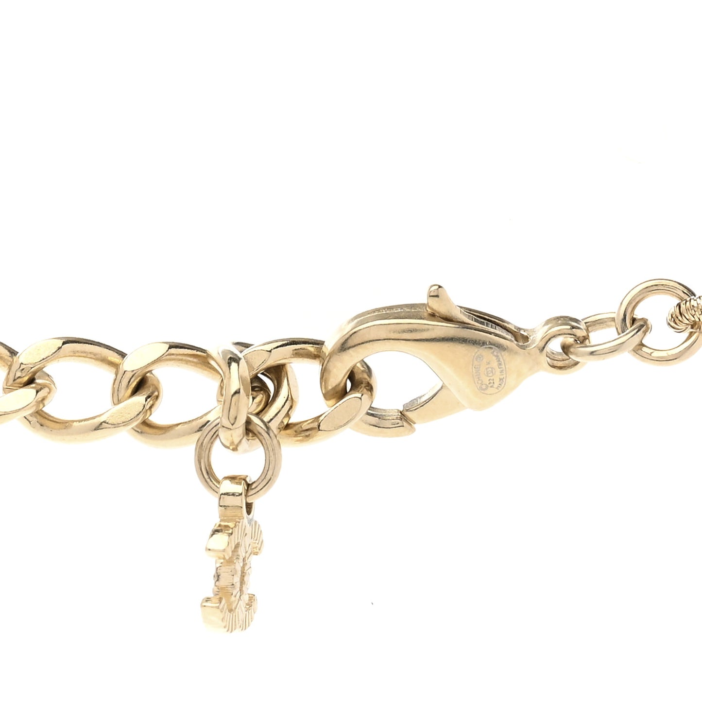 Pearl Crystal Baguette CC Short Necklace Gold