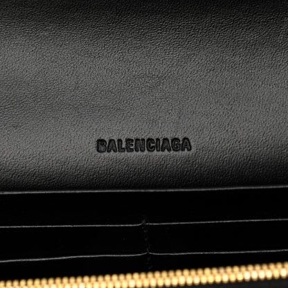 Balenciaga Extra Supple Calfskin Crocodile Embossed Gossip Wallet On Chain Black 6 of 13