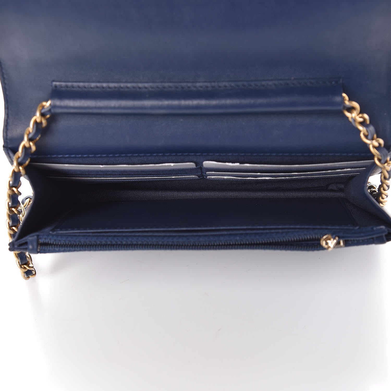 Chanel Lambskin Quilted Boy Wallet On Chain WOC Navy Blue 5 of 12