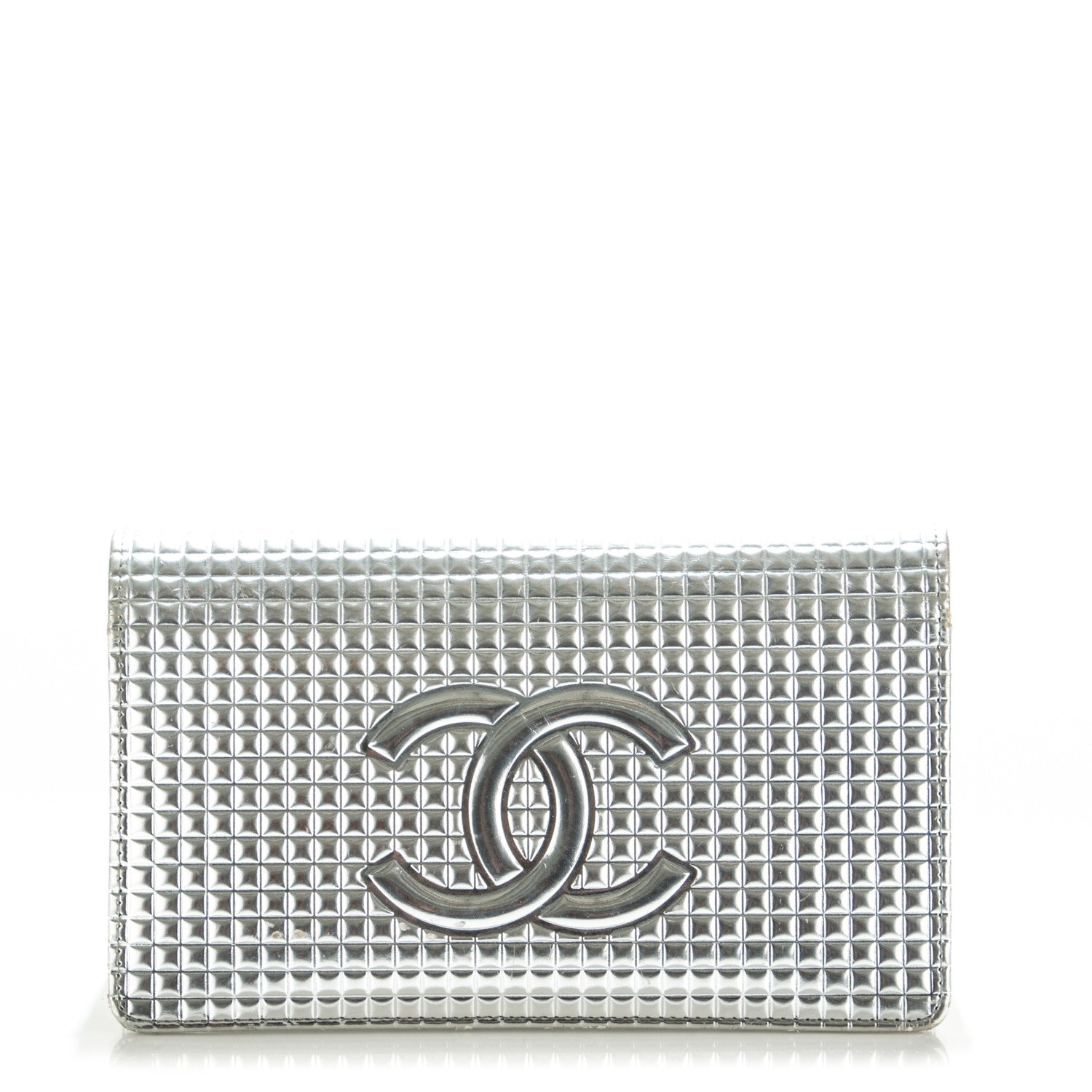 Chanel Patent Calfskin Embossed CC Yen Wallet Silver 1 of 9