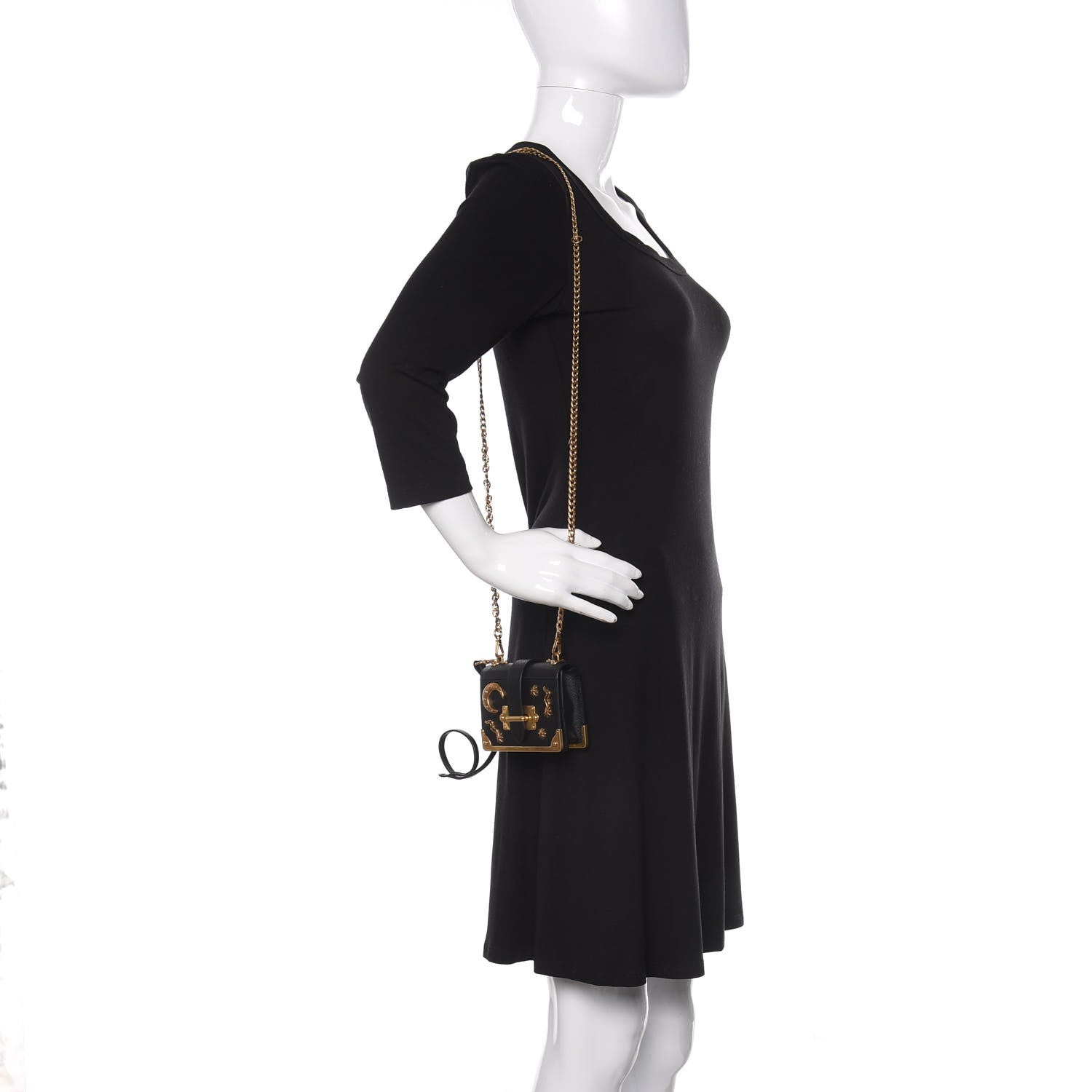 Prada Saffiano Astrology Mini Cahier Bag Black 2 of 10