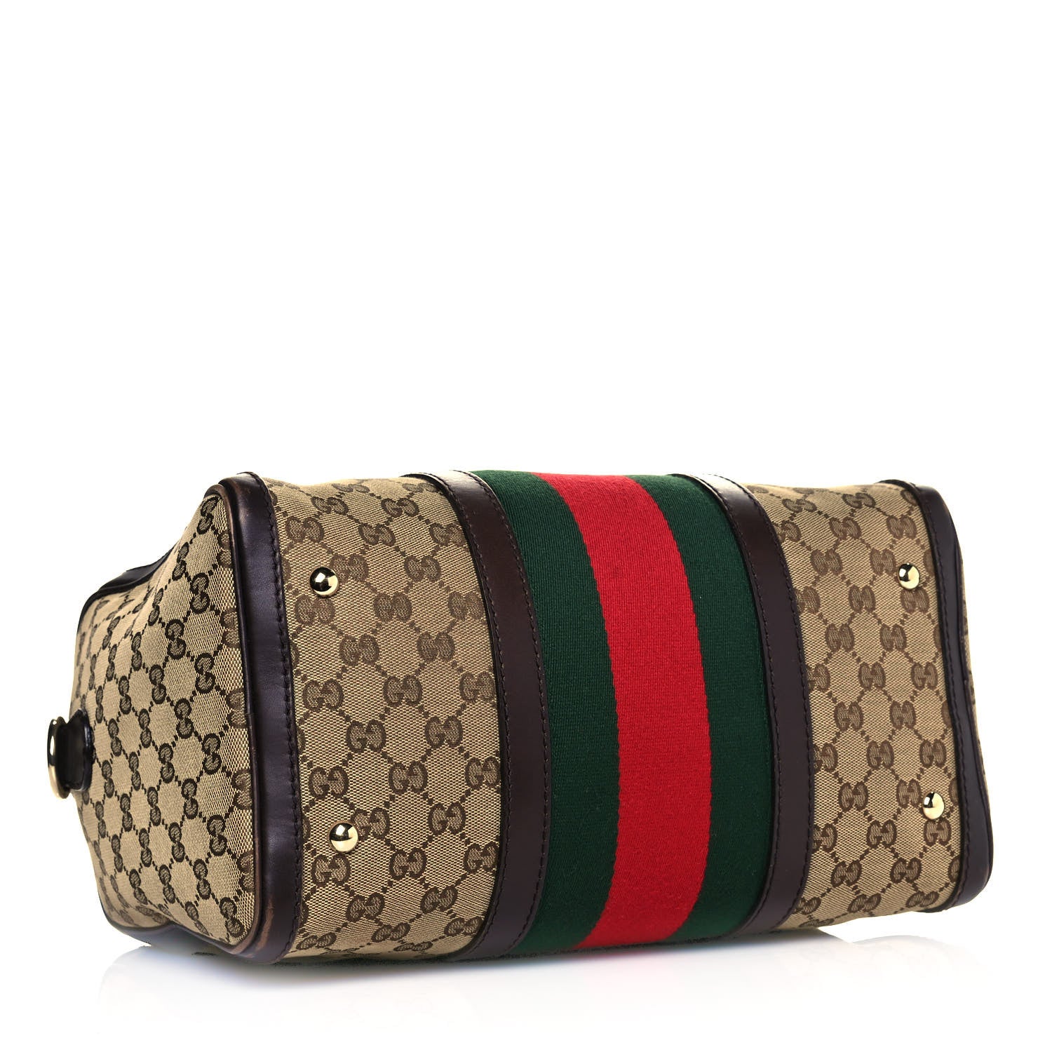 Gucci Monogram Vintage Web Medium Boston Dark Brown 4 of 14