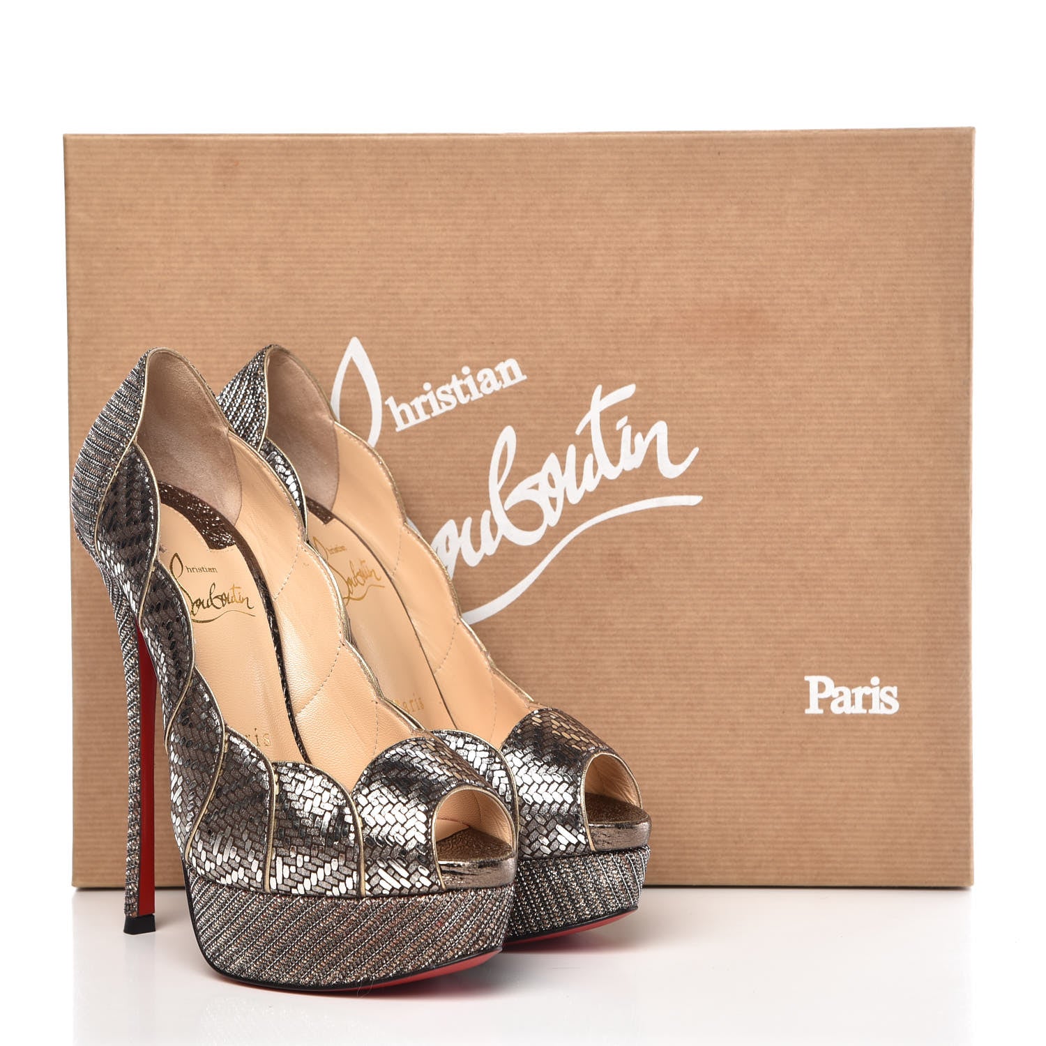 Christian Louboutin Glitter Specchio Torsatou 150 Pumps 35.5 Antic Silver 9 of 9
