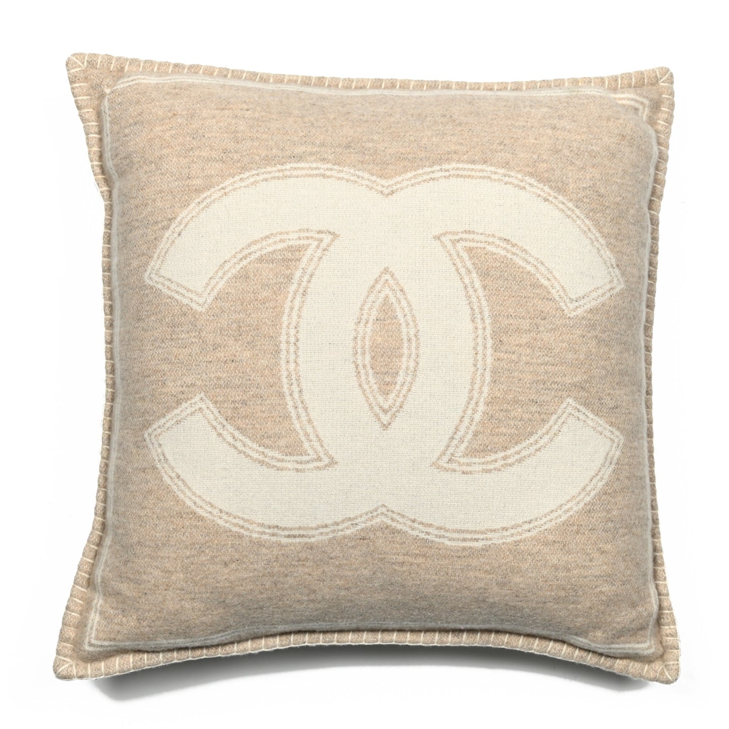 Merino Wool Cashmere CC Pillow Beige Off White