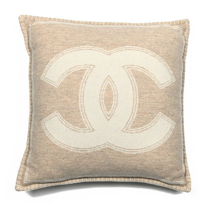 Chanel Merino Wool Cashmere CC Pillow Beige Off White 1 of 3