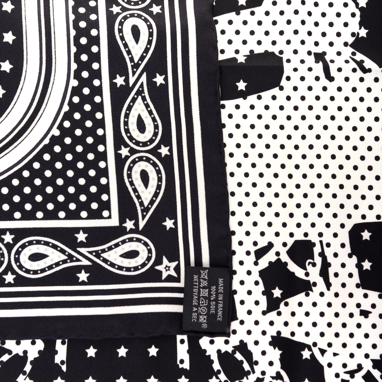 Hermes Silk Brides De Gala A Pois Bandana Scarf 55 Black White 4 of 5