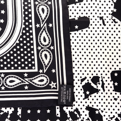 Hermes Silk Brides De Gala A Pois Bandana Scarf 55 Black White 4 of 5