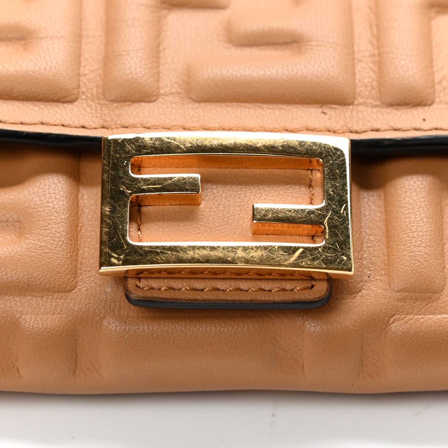 Fendi Nappa Matisse FF Embossed Continental Wallet on Chain Miele Scuro 10 of 11