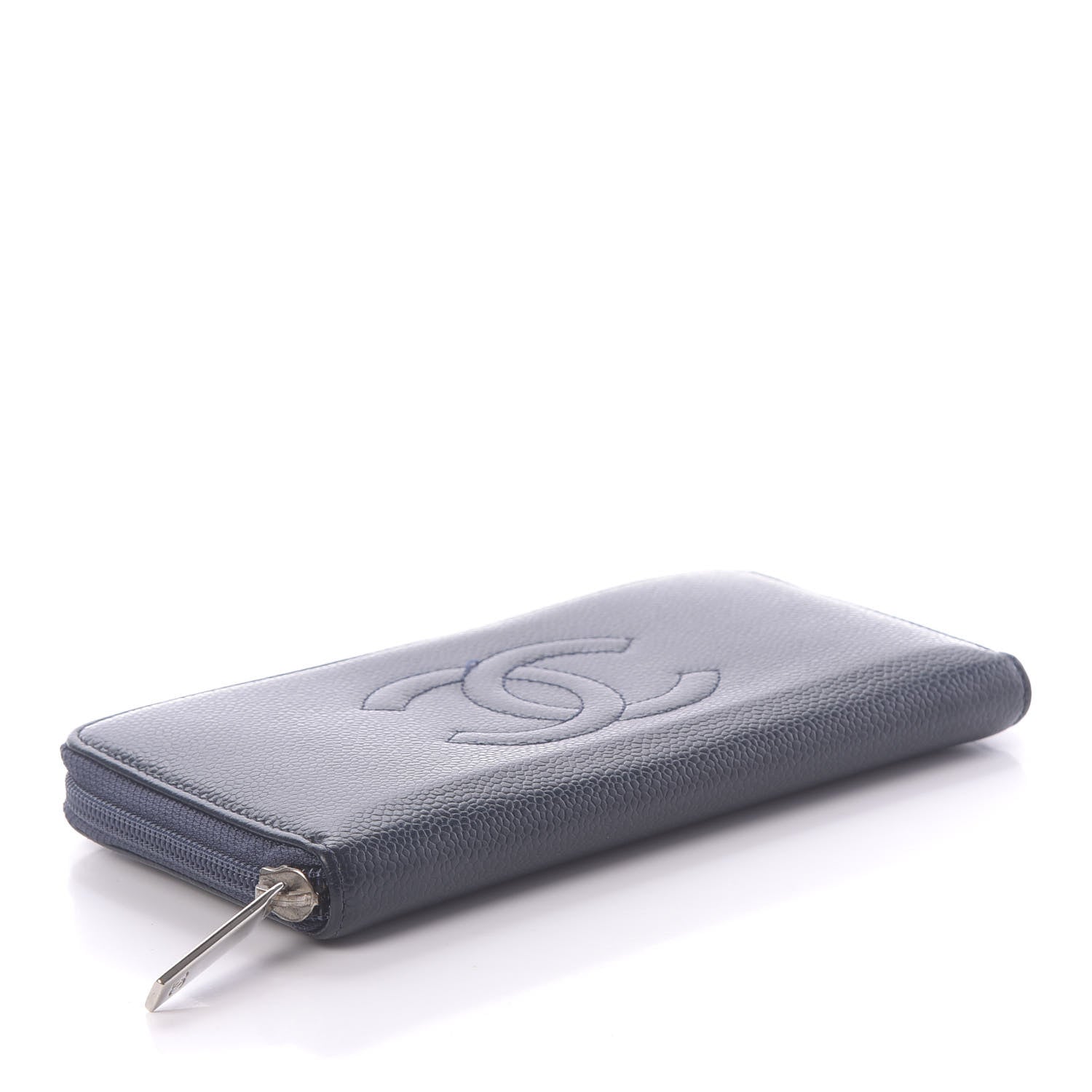 Chanel Caviar Large CC Timeless Zip Around Wallet Blue 4 of 11