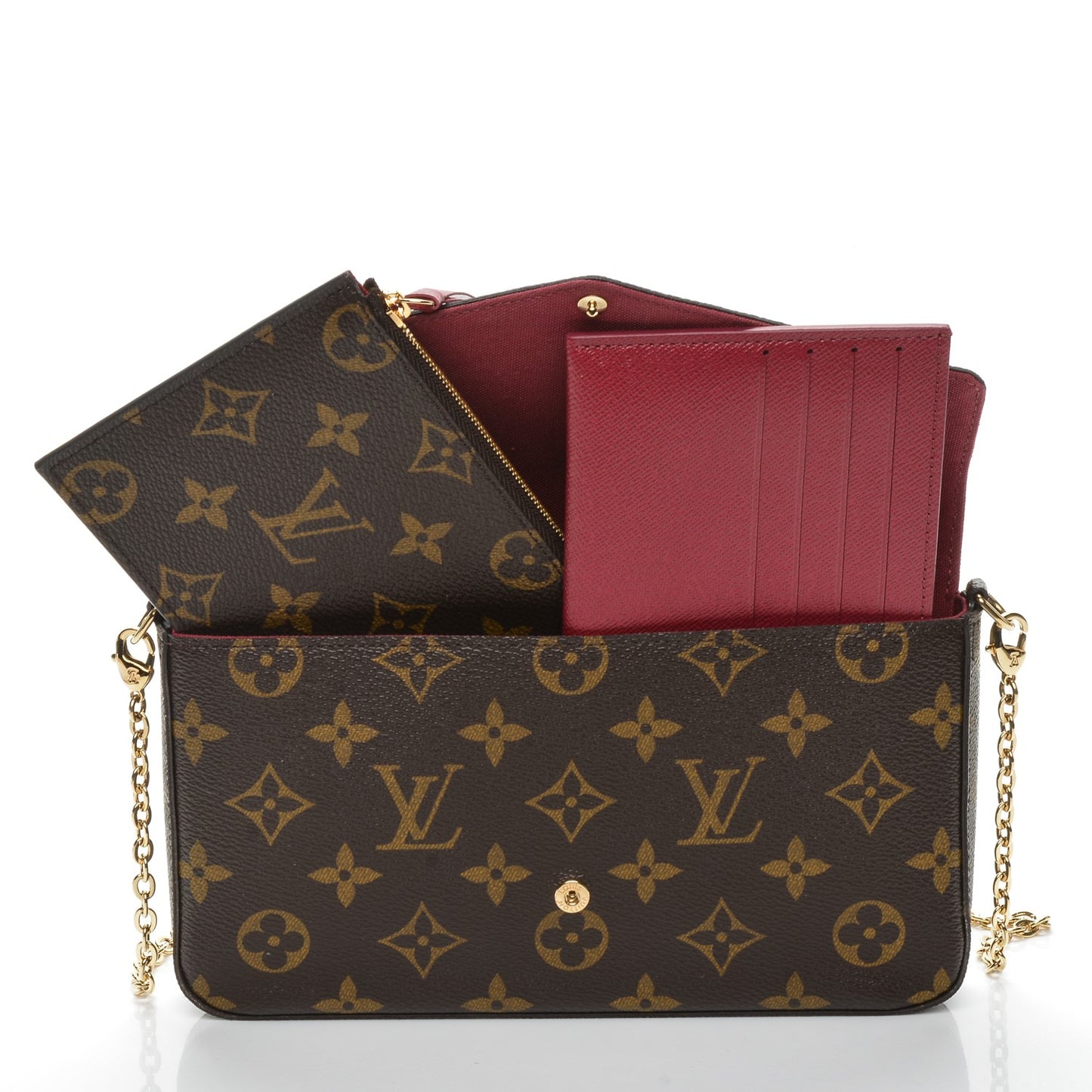 Monogram Pochette Felicie Chain Wallet Fuchsia