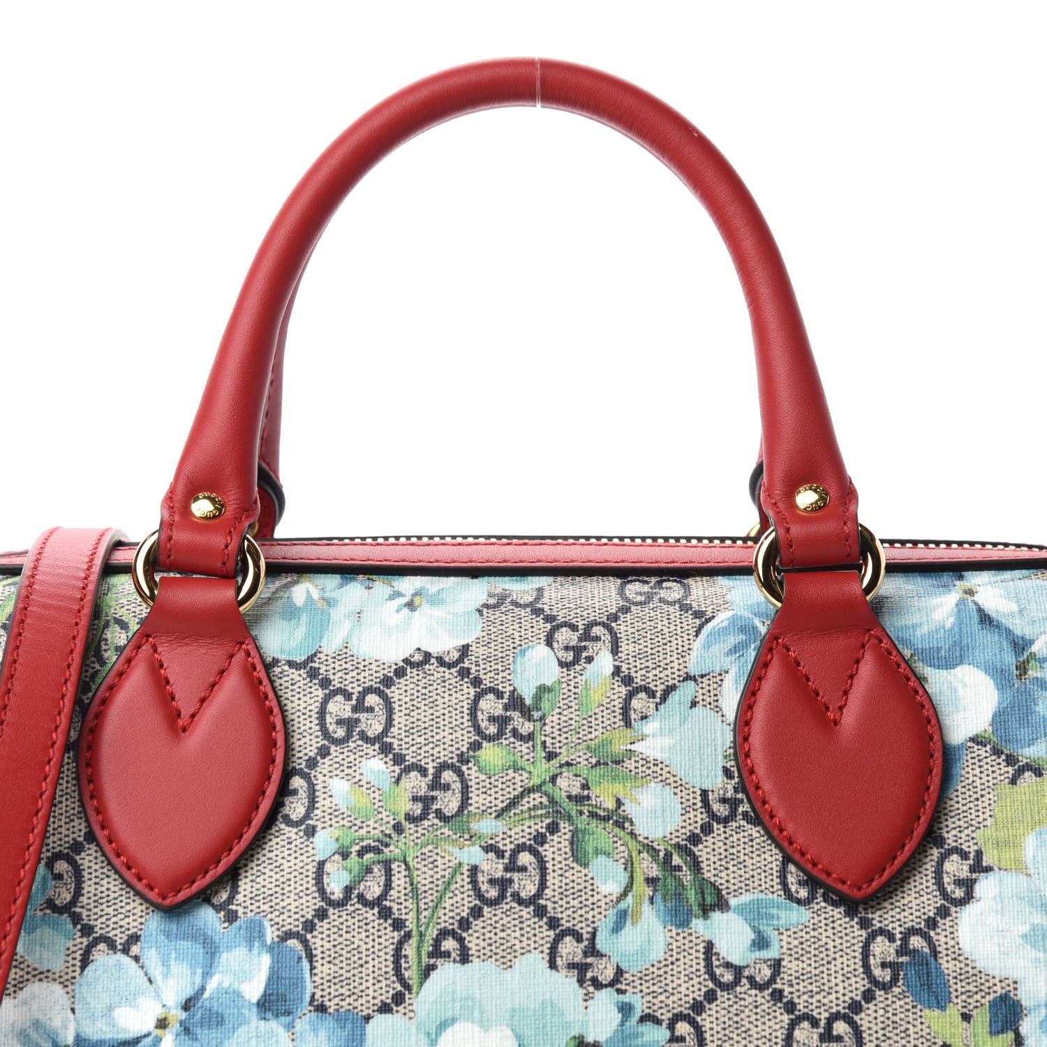 Gucci GG Supreme Monogram Blooms Small Boston Beige Blue Navy Hibiscus Red 10 of 10