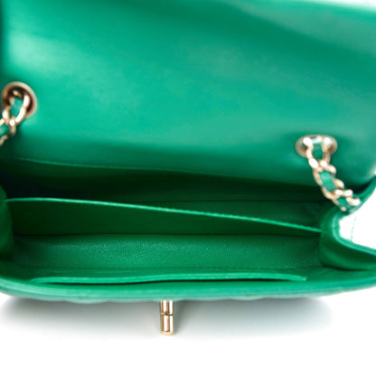 Chanel Lambskin Quilted Extra Mini Rectangular Flap Green 6 of 12