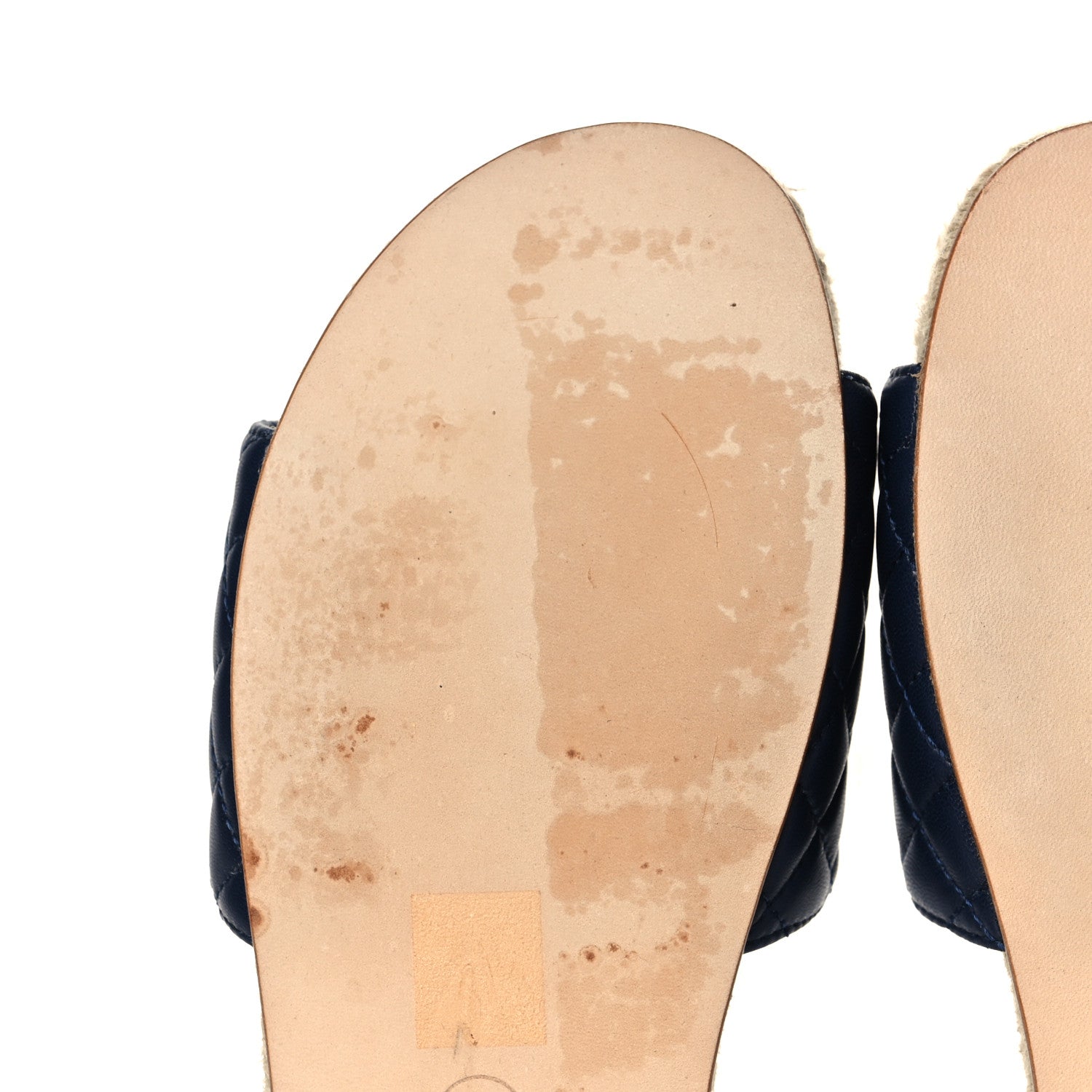 Chanel Lambskin Quilted CC Espadrille Slip On Sandals 40 Navy 9 of 10