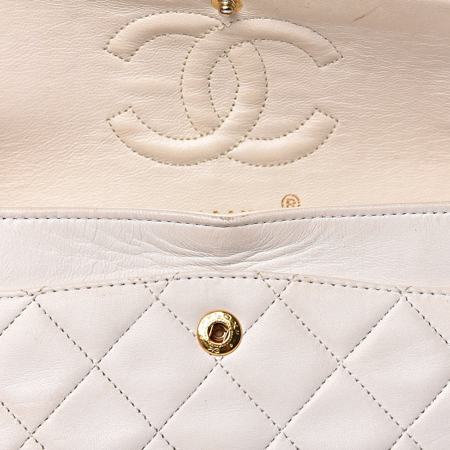 Lambskin Quilted Small Double Flap White