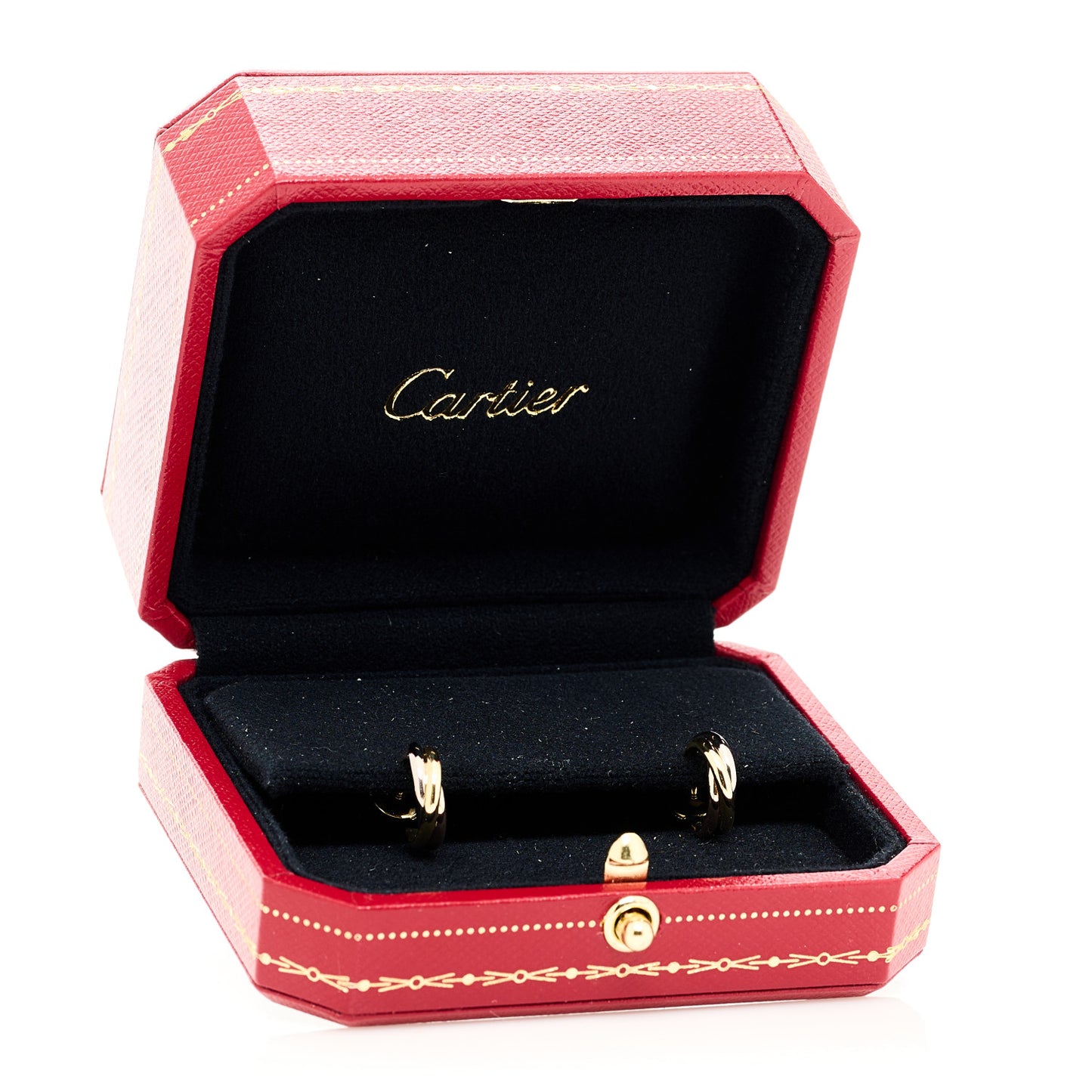 18K Pink Yellow White Gold Small Trinity Hoop Earrings