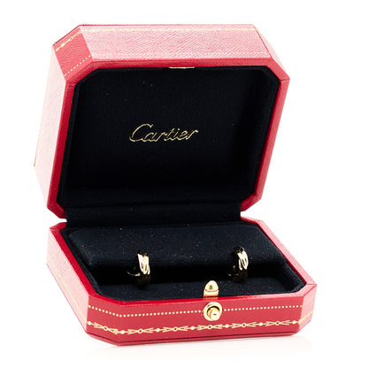 Cartier 18K Pink Yellow White Gold Small Trinity Hoop Earrings 6 of 6