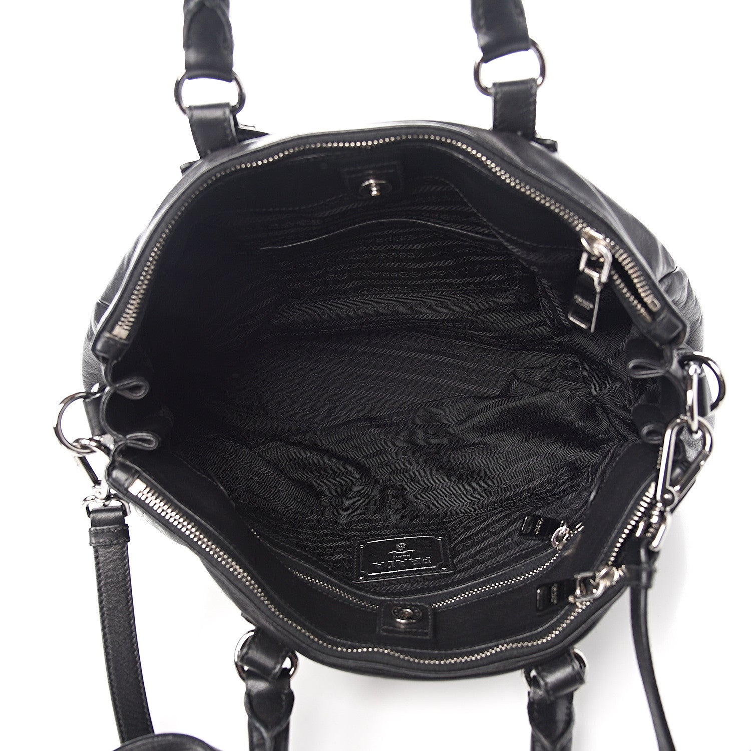 Prada Vitello Shine Bauletto Black 4 of 9