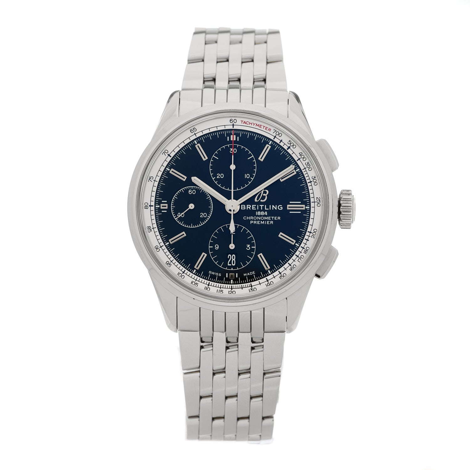 Breitling Stainless Steel 42mm Premier Chronograph Automatic Watch Black A13315 1 of 5