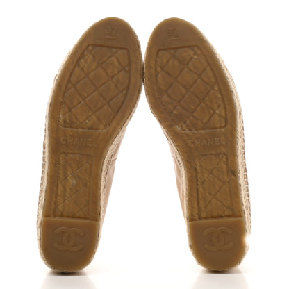 Chanel Lambskin CC Espadrilles 37 Beige Black 5 of 10