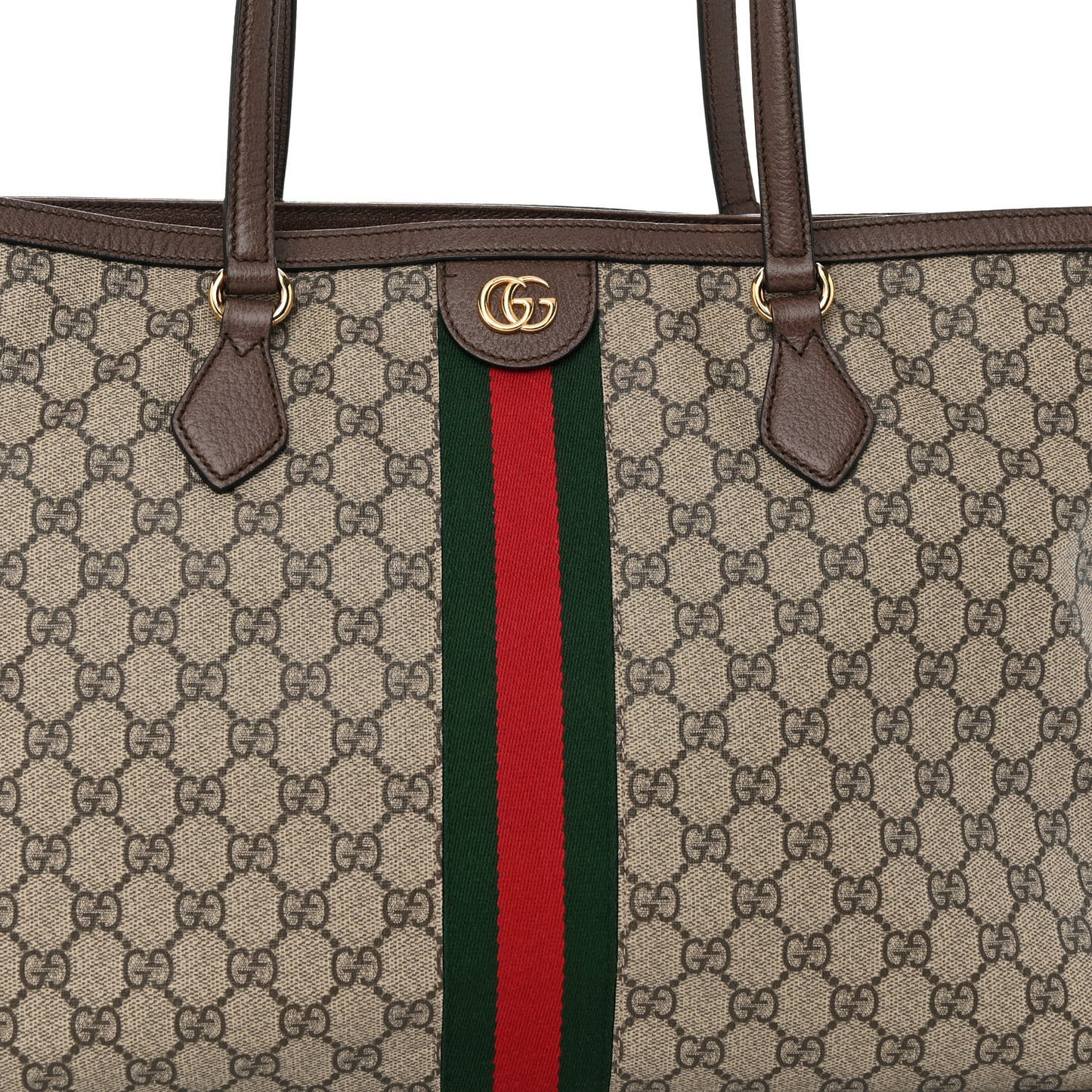 GG Supreme Monogram Medium Ophidia Shopping Tote Brown