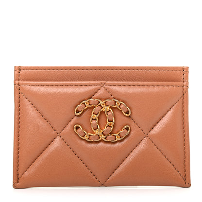 Chanel Lambskin Quilted Chanel 19 Card Holder Brown 1 of 8