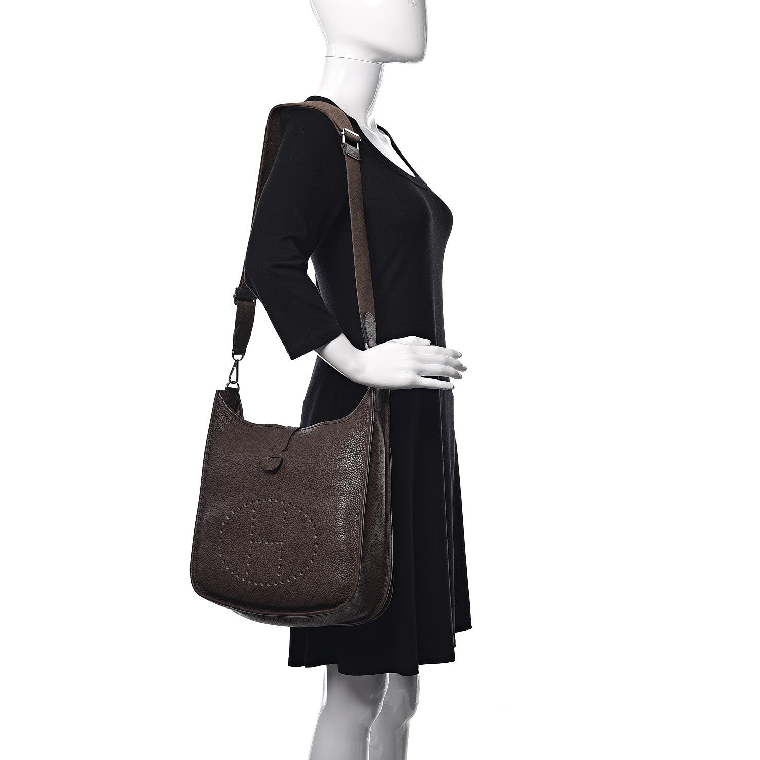 Hermes Taurillon Clemence Evelyne III GM Chocolate 2 of 11