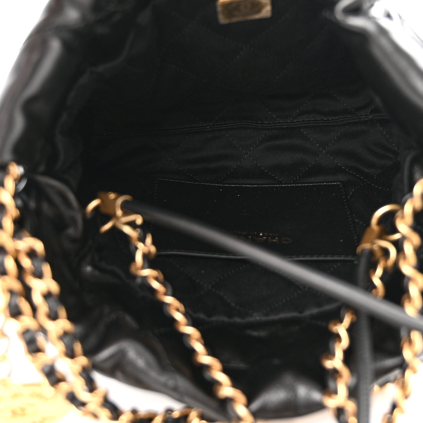 Shiny Calfskin Quilted Mini Chanel 22 Black