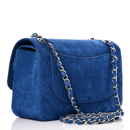 Chanel Nubuck Quilted Jumbo Double Flap Blue 4 of 8