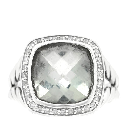 David Yurman Sterling Silver Diamond Prasiolite 11mm Albion Ring 56 7.75 50 5.5 1 of 4