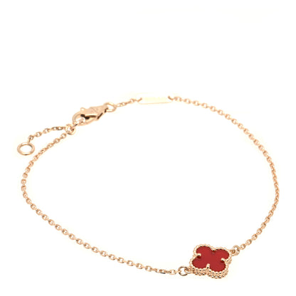 Van Cleef & Arpels 18K Rose Gold Carnelian Sweet Alhambra Bracelet 1 of 5