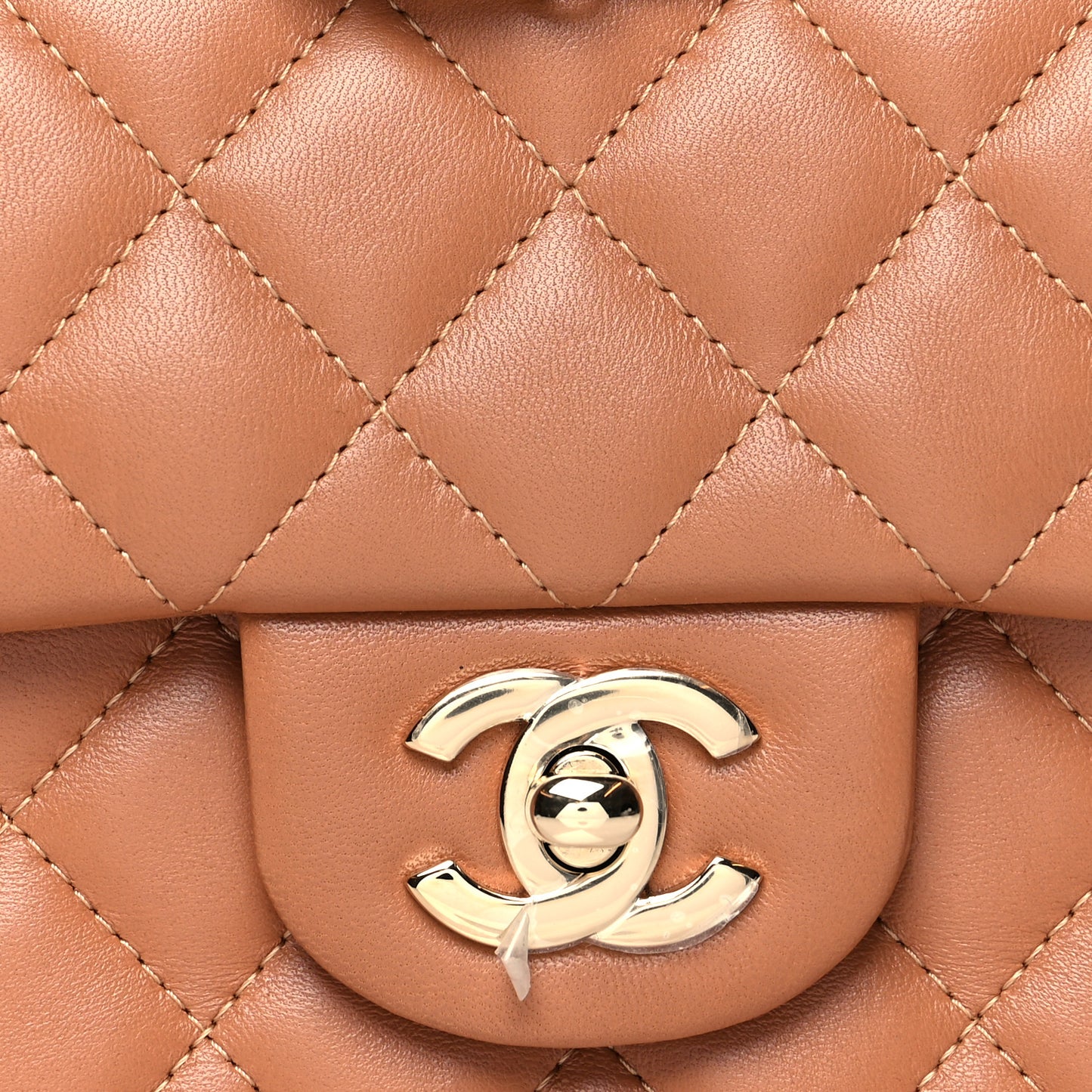 Lambskin Quilted Mini Rectangular Flap Brown