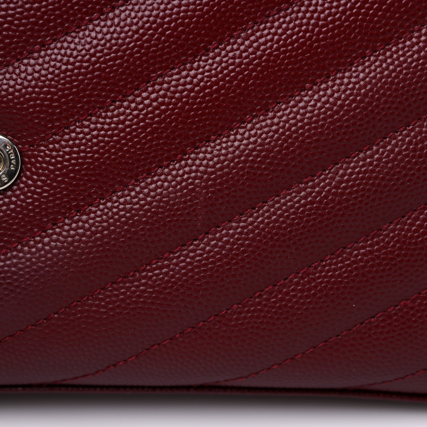 Grain De Poudre Matelasse Chevron Monogram Chain Wallet Palissandre