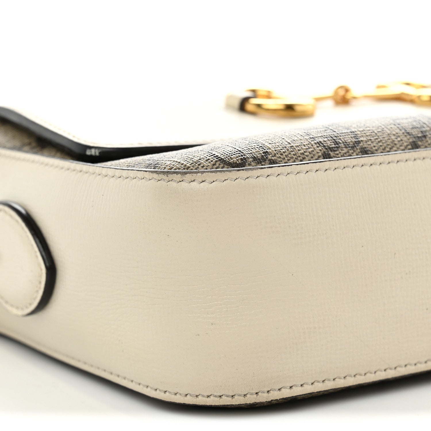 Gucci GG Supreme Monogram Small Horsebit 1955 Shoulder Bag Beige Mystic White 9 of 10
