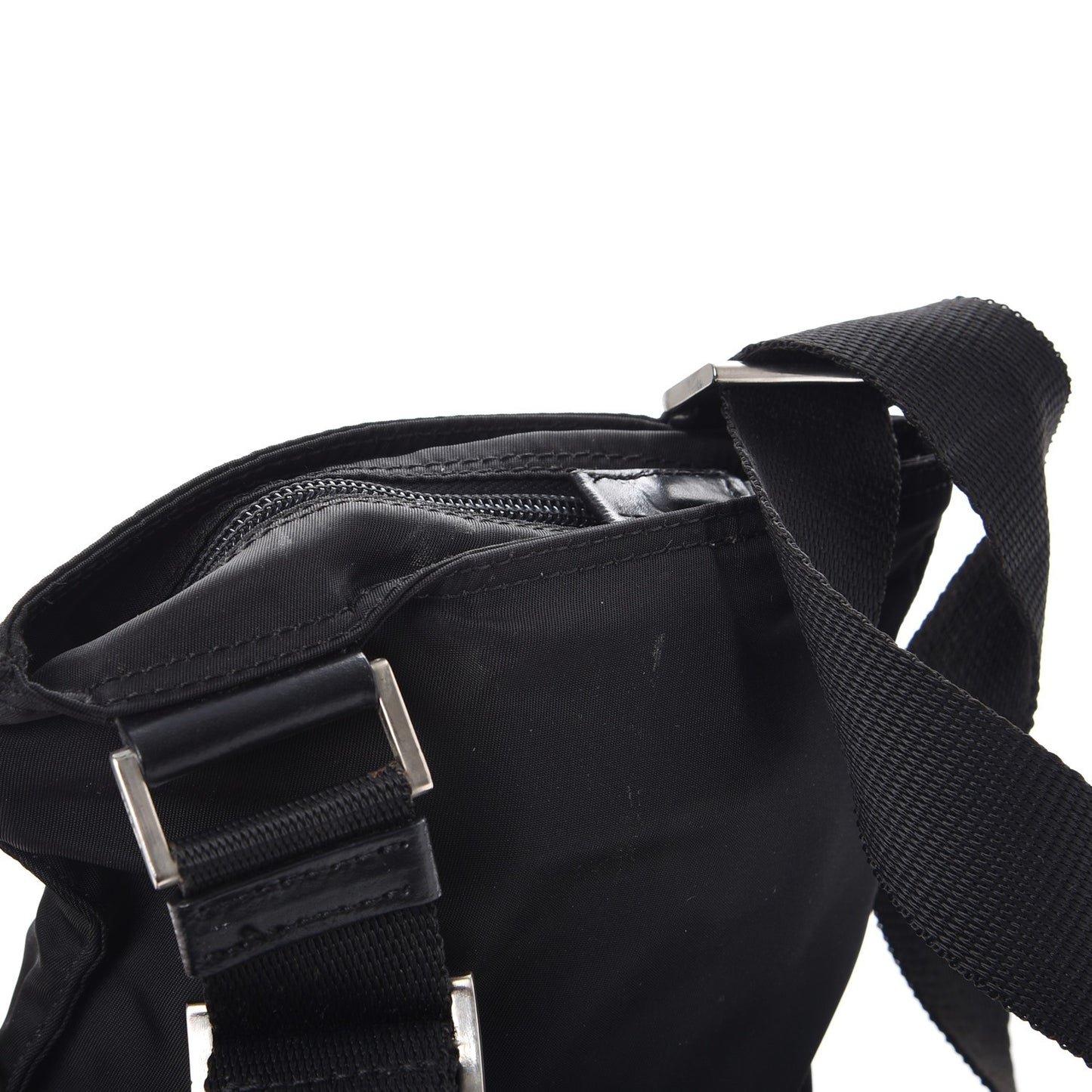 Nylon Small Flat Messenger Bag Black