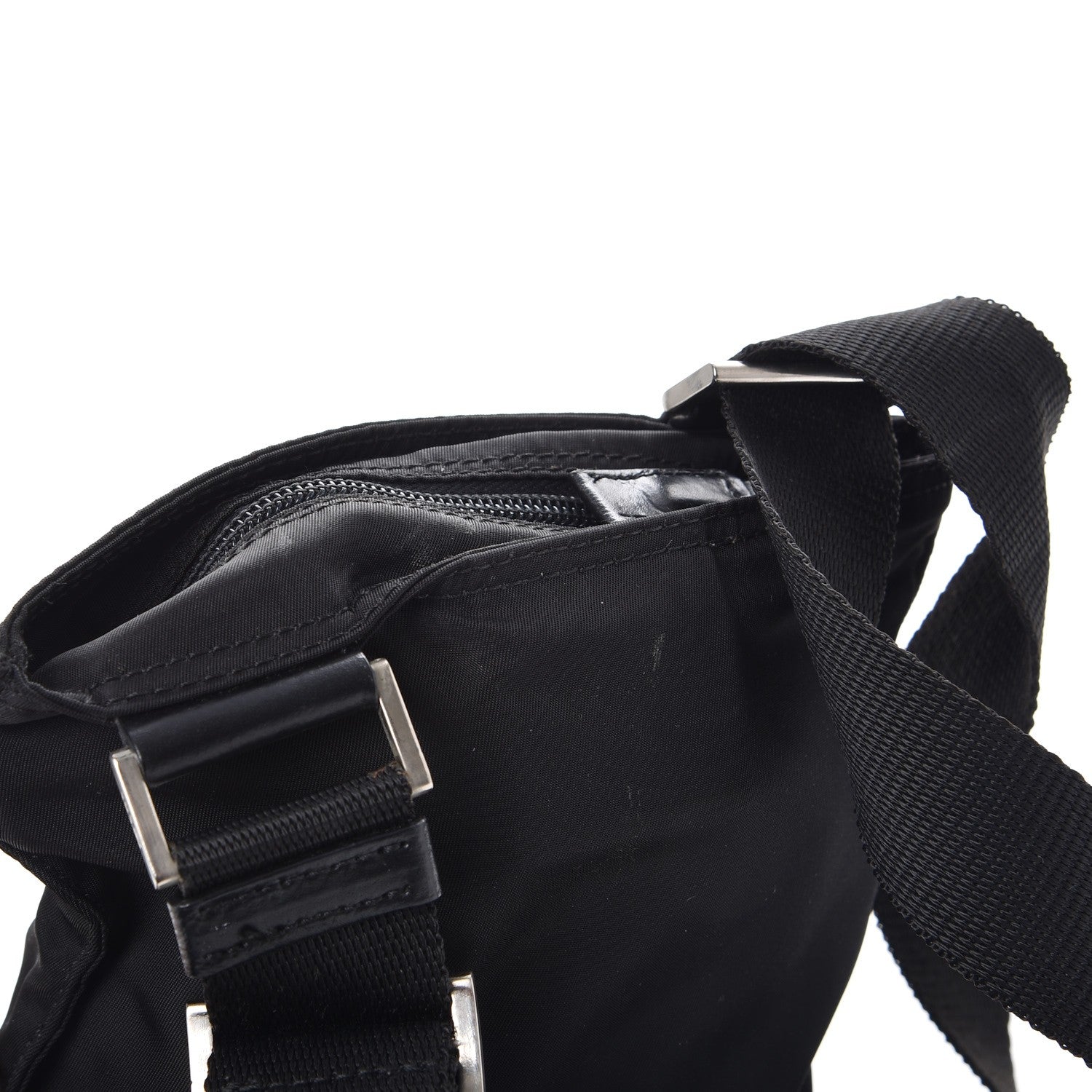 Prada Nylon Small Flat Messenger Bag Black 9 of 11
