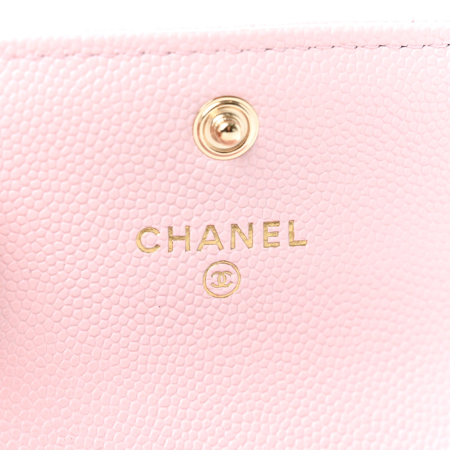 Caviar Quilted Crystal CC Flap Card Holder Pink