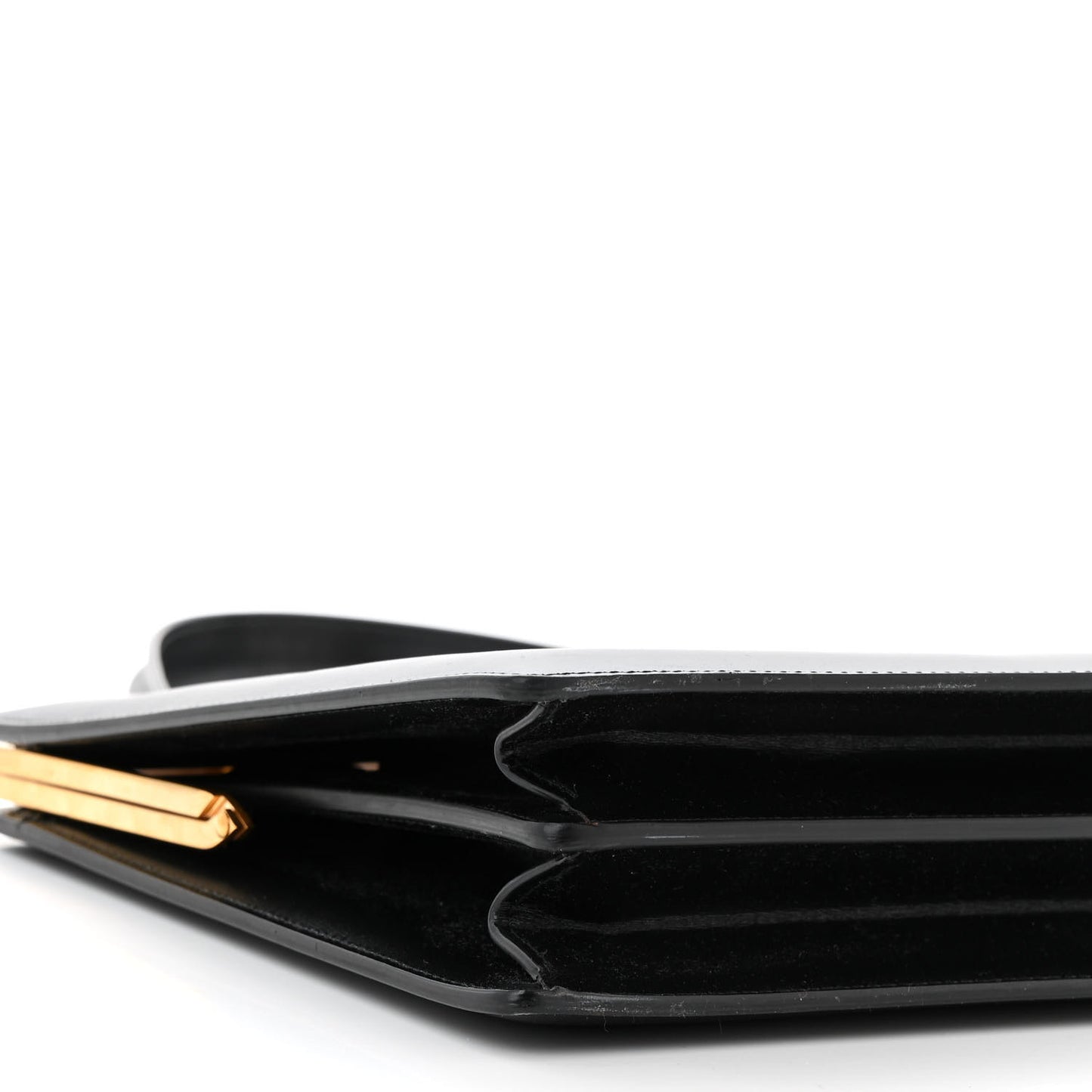 Box Calfskin Medium Clasp Bag Black