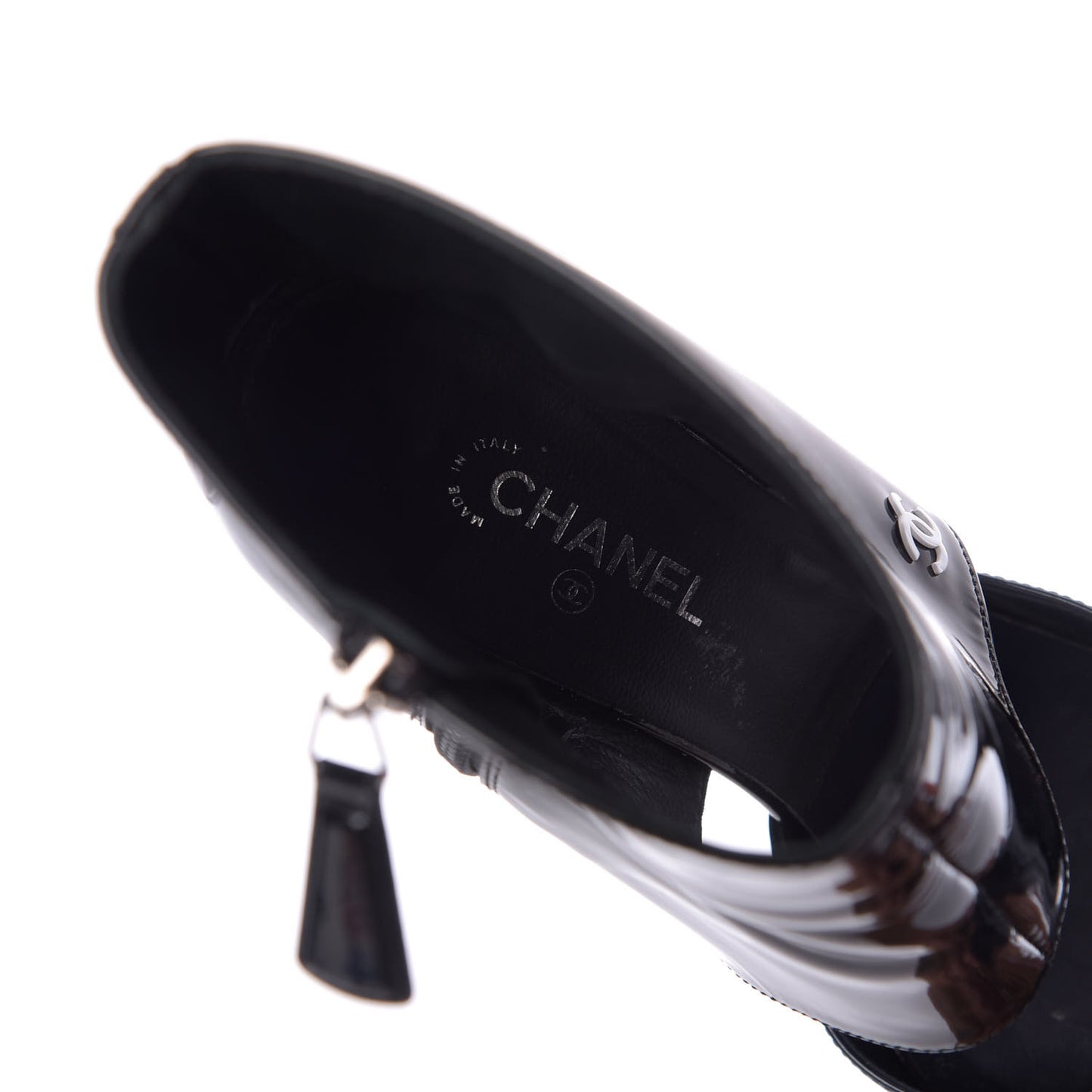 Patent Calfskin Pumps 38 Black Navy