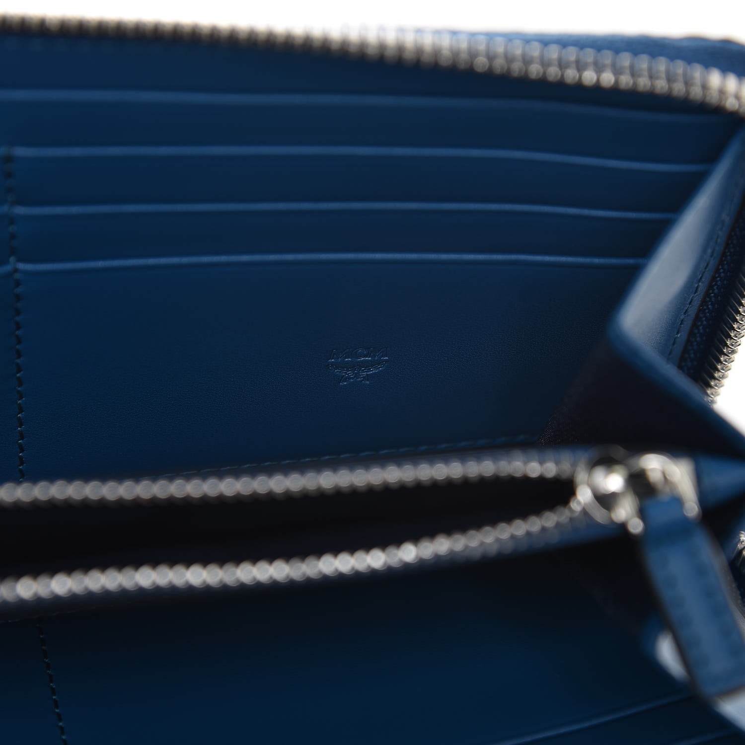 MCM Visetos Large Zip Around Wallet Munich Blue 6 of 9