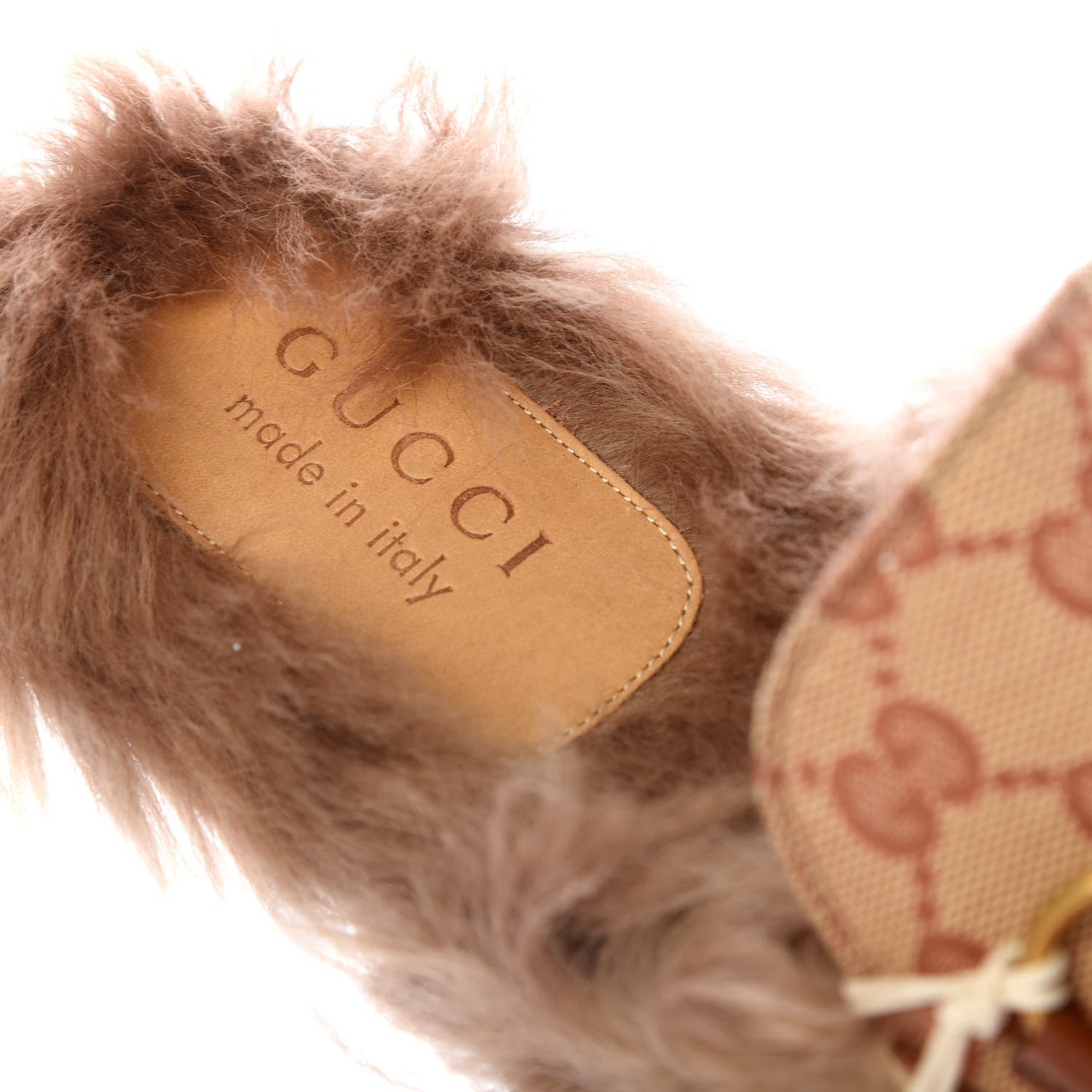 Gucci GG Monogram Fur Mens Princetown Slippers 10 Beige Ruggine Rust 6 of 10