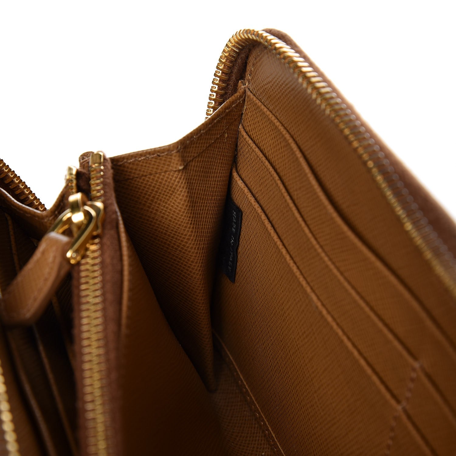 Prada Saffiano Zip Around Wallet Caramel 7 of 9